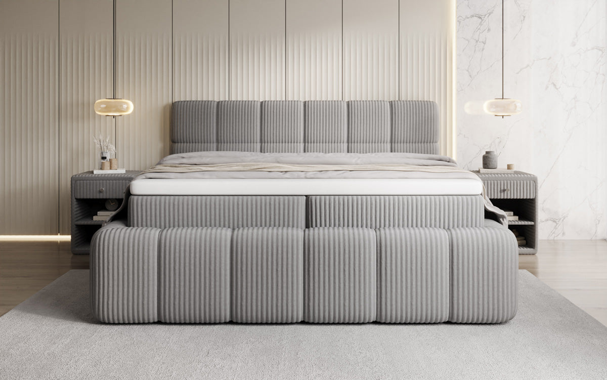 Boxspringbett Bombo a Cord mat Stauraum