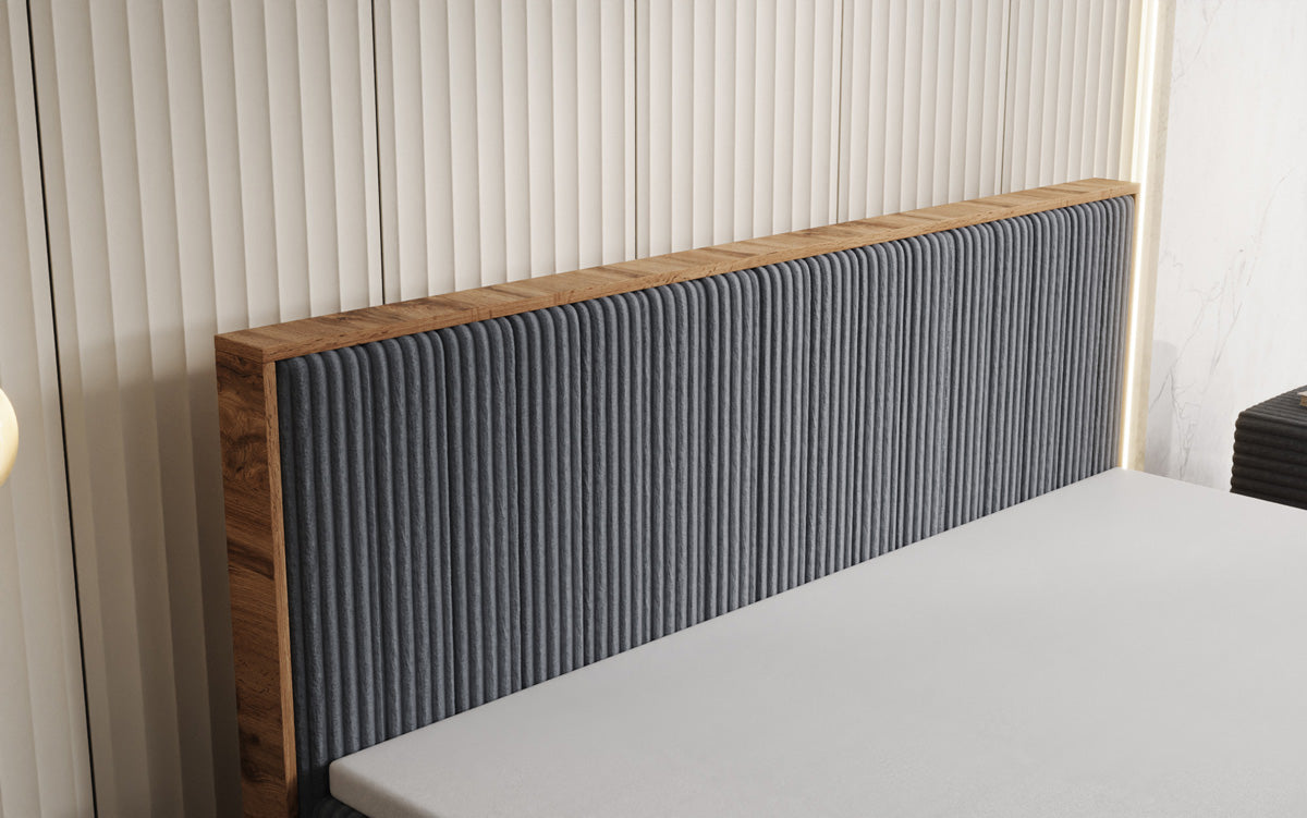 Boxspringbett Timber Line a Cord mat Stauraum