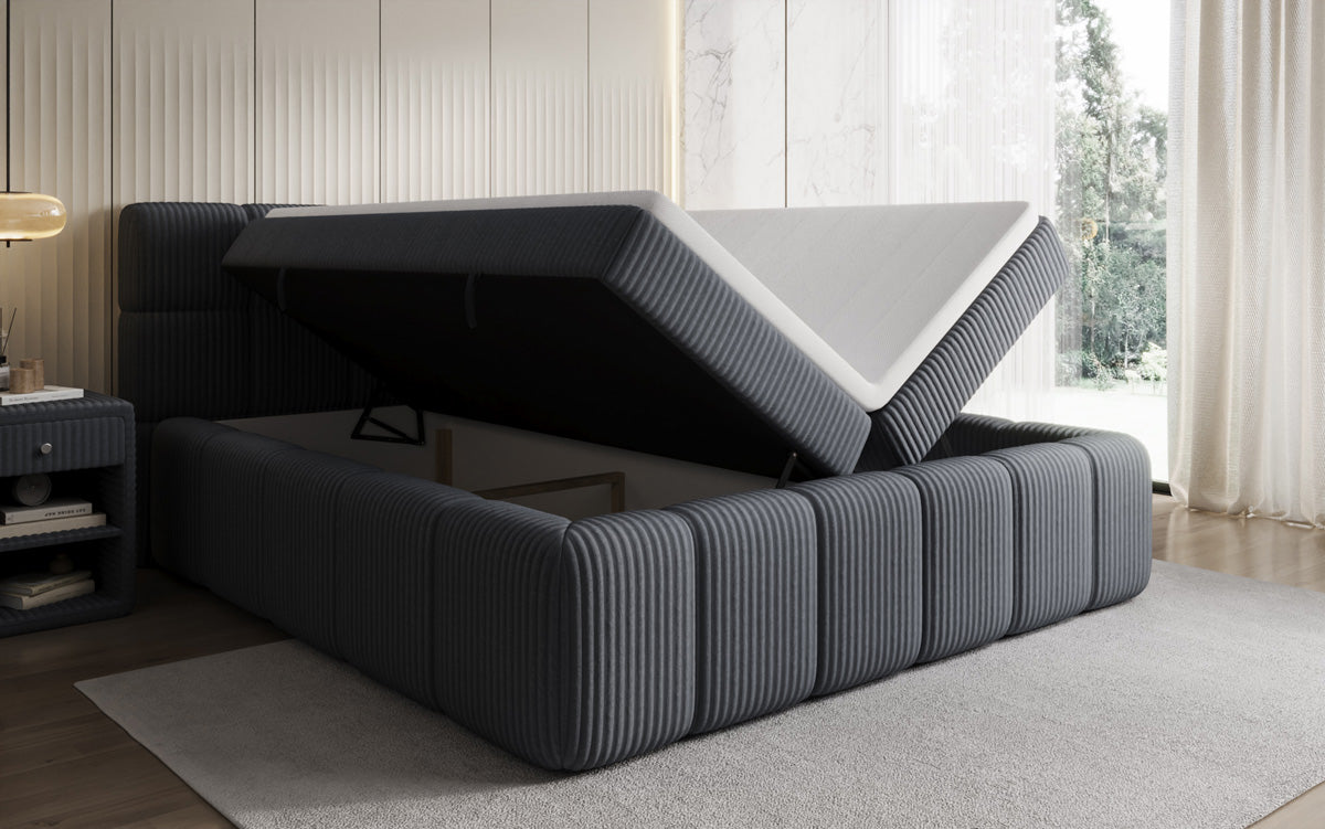 Boxspringbett Bombo a Cord mat Stauraum