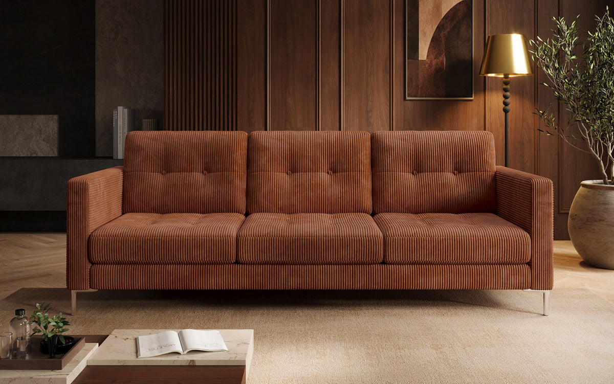 Designer 3 Sitzer Sofa Harvey mit Schlaf- und Klappfunktion in Cord