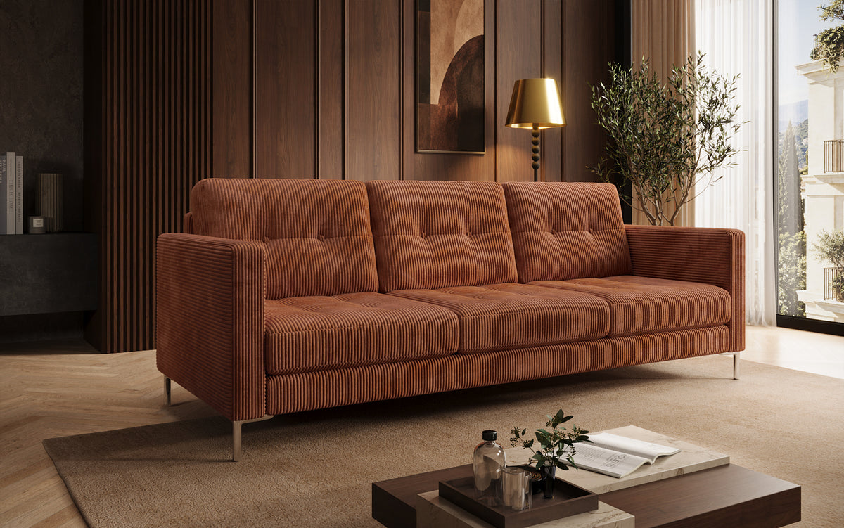 Designer 3 Sitzer Sofa Harvey mit Schlaf- und Klappfunktion in Cord