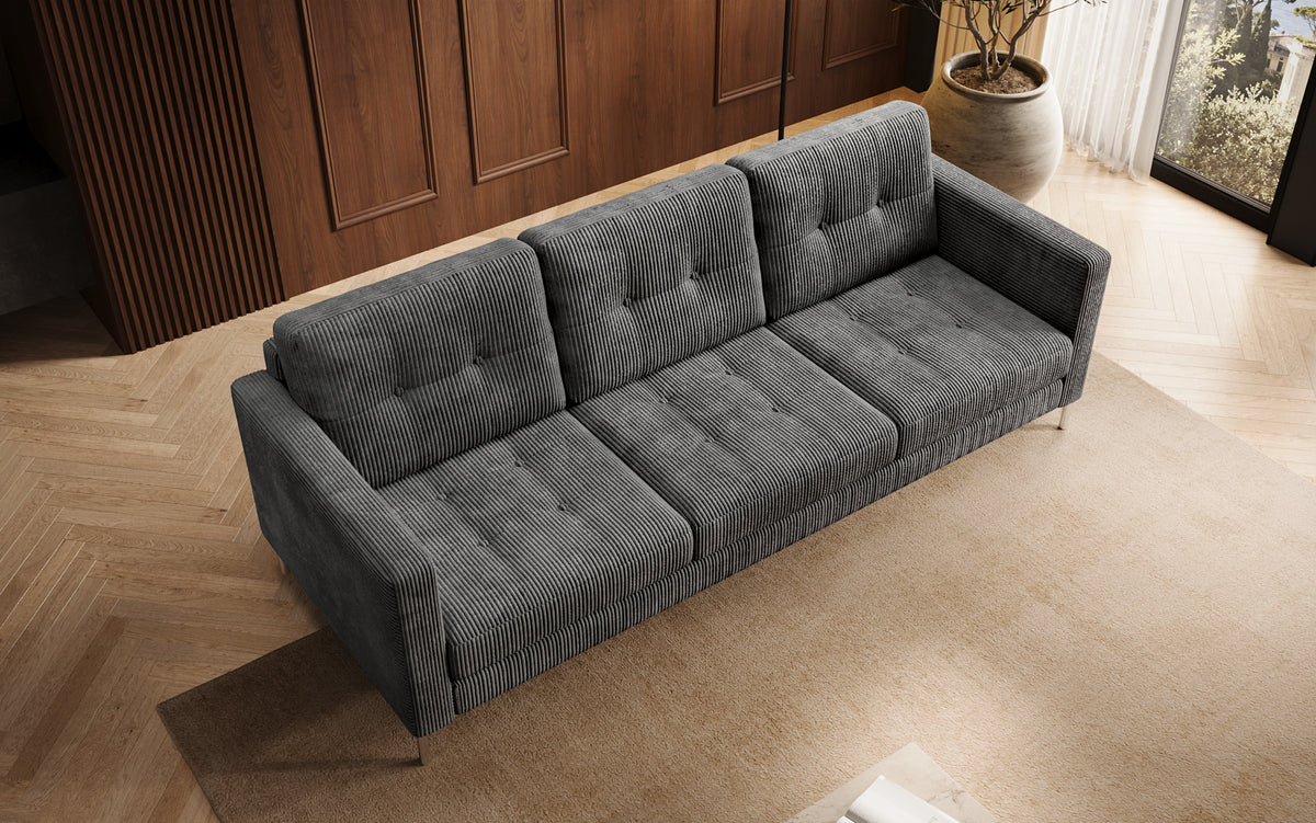 Designer 3 Sitzer Sofa Harvey mit Schlaf- und Klappfunktion in Cord