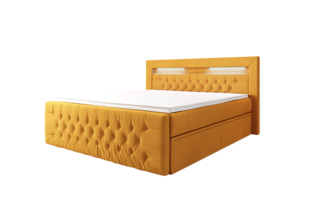 Boxspringbett Menzogna Samt mat LED an Späicherplaz (2 Schubladen)