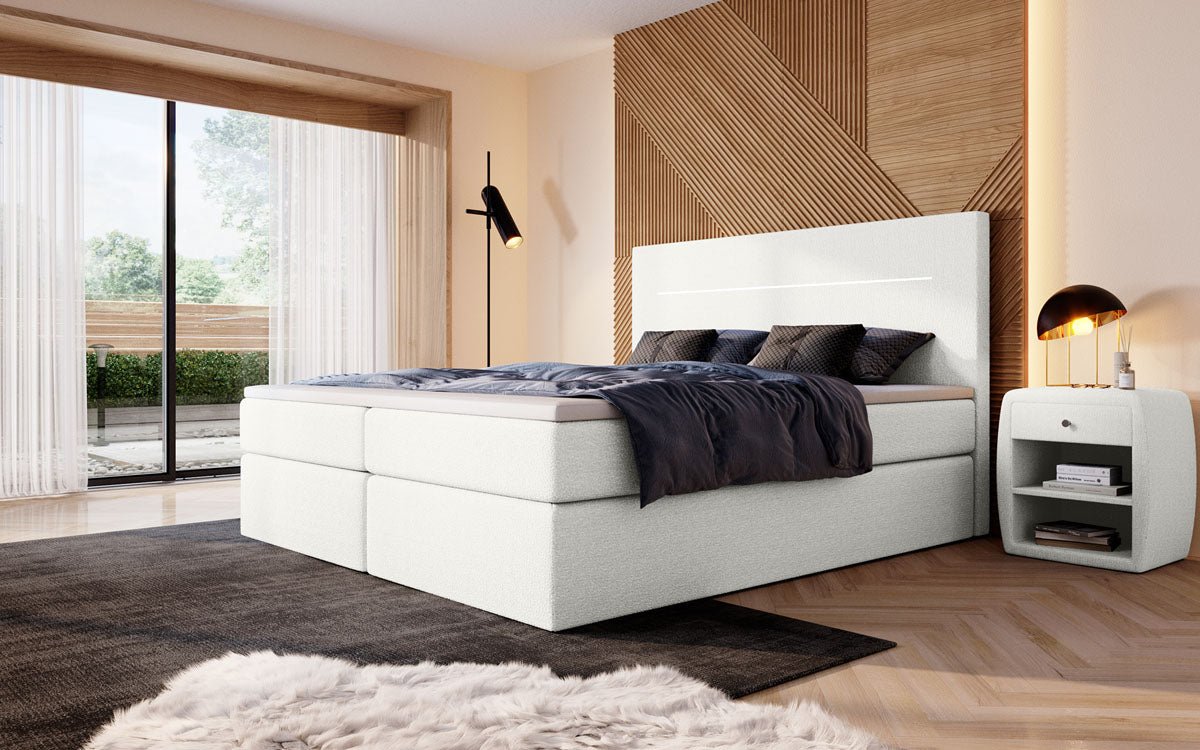 Boxspringbett Sejour Bouclé mat LED a Späicherplaz