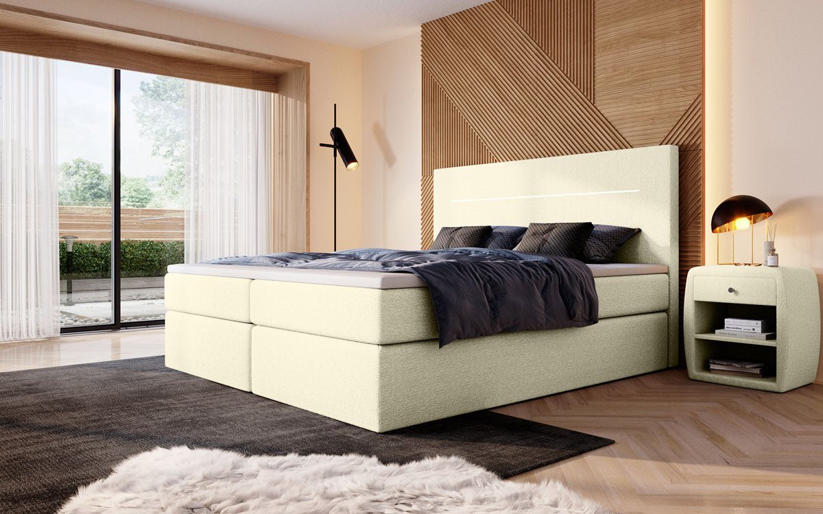 Boxspringbett Sejour Bouclé mat LED a Späicherplaz