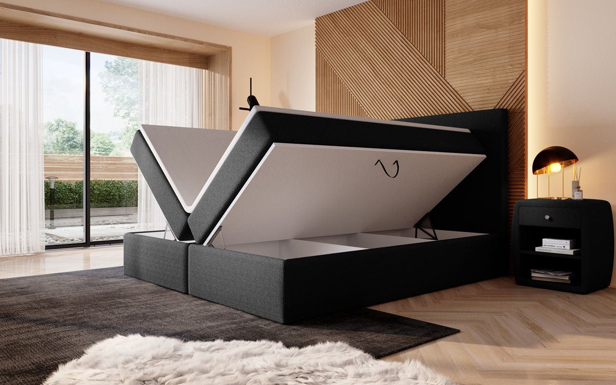 Boxspringbett Sejour Bouclé mat LED a Späicherplaz