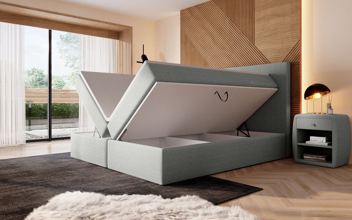 Boxspringbett Sejour Bouclé mat LED a Späicherplaz