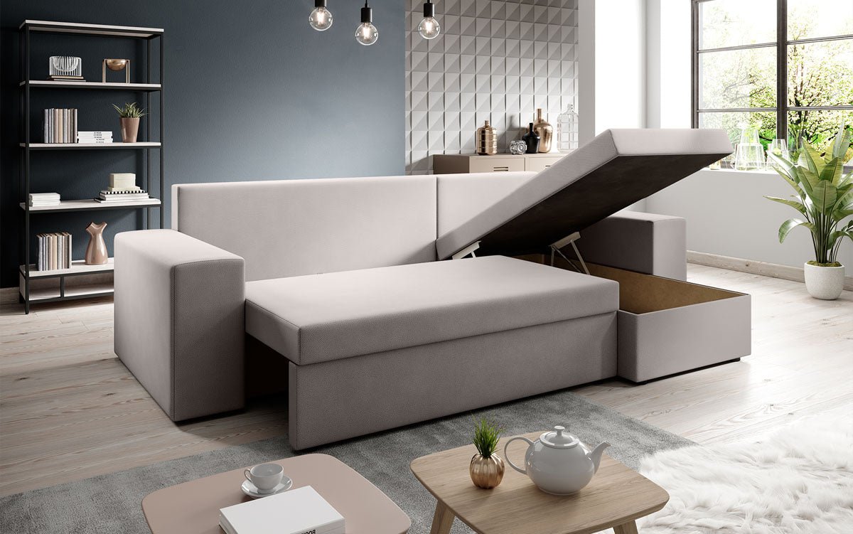 Designer Sofa Denver Stoff mat Schloof- a Klappfunktioun