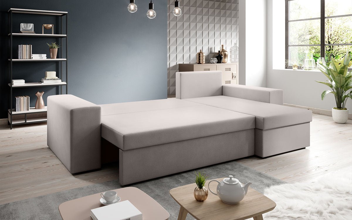 Designer Sofa Denver Stoff mat Schloof- a Klappfunktioun