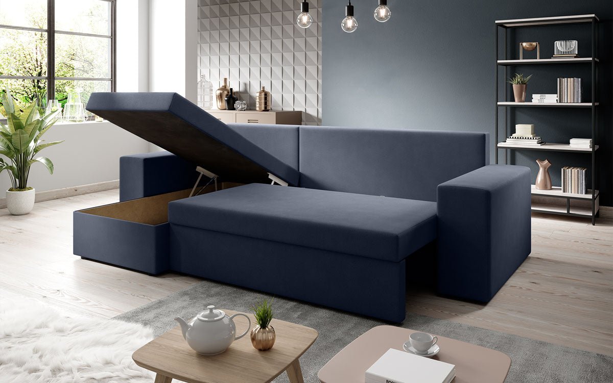 Designer Sofa Denver Stoff mat Schloof- a Klappfunktioun