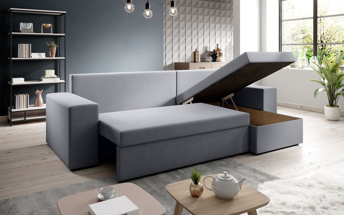 Designer Sofa Denver Stoff mat Schloof- a Klappfunktioun