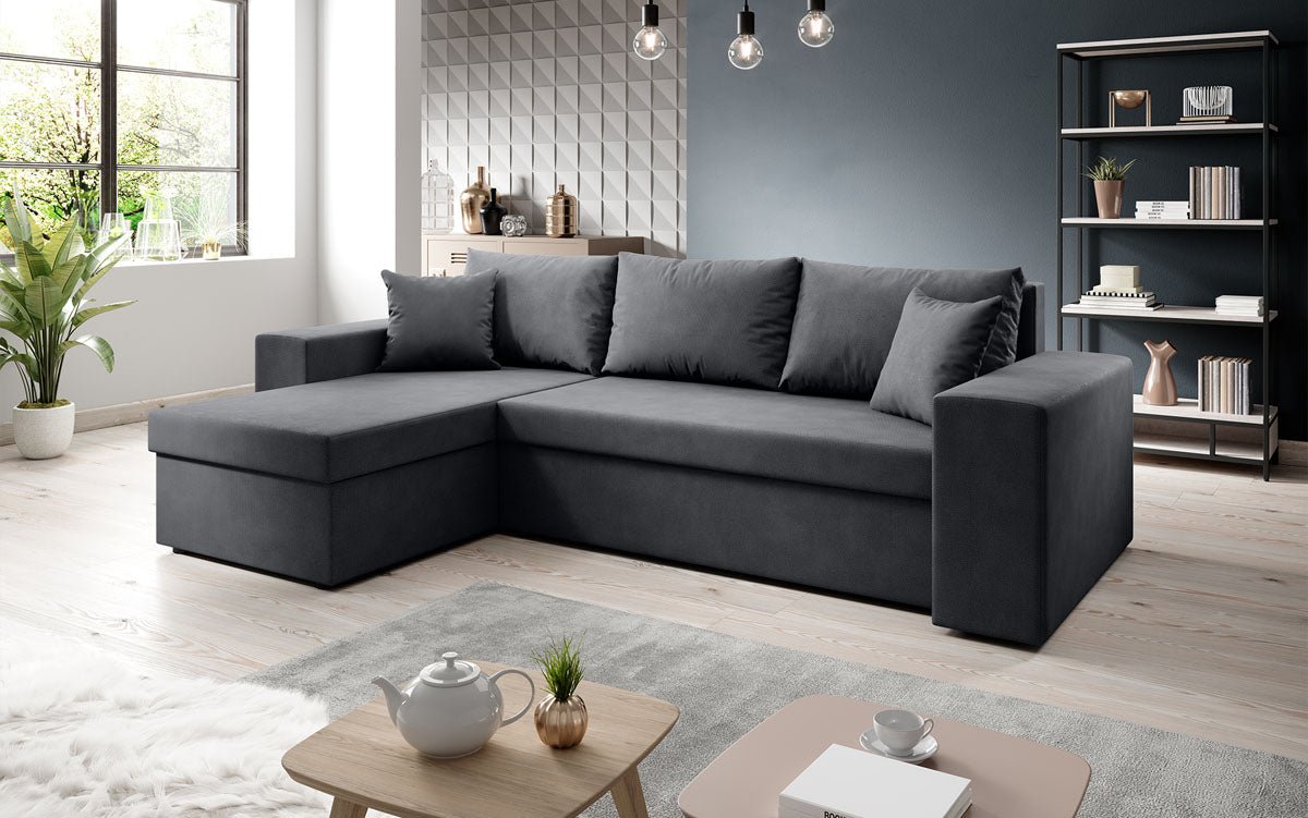 Designer Sofa Denver Stoff mat Schloof- a Klappfunktioun