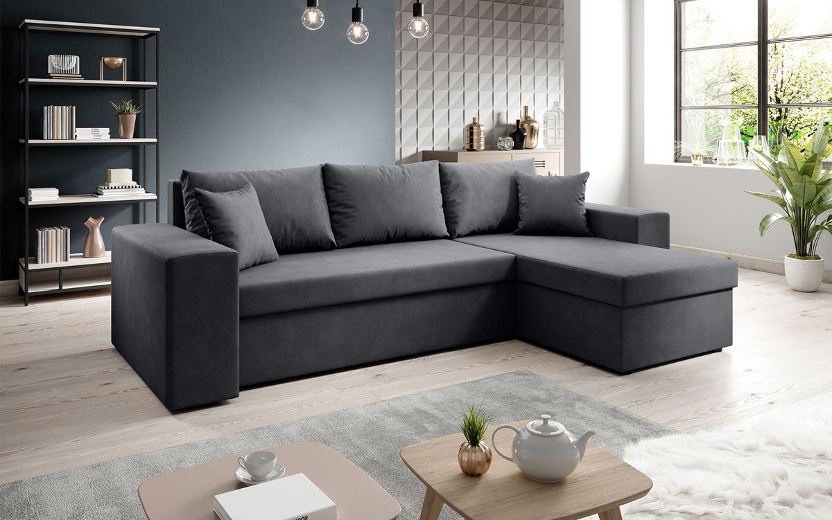 Designer Sofa Denver Stoff mat Schloof- a Klappfunktioun
