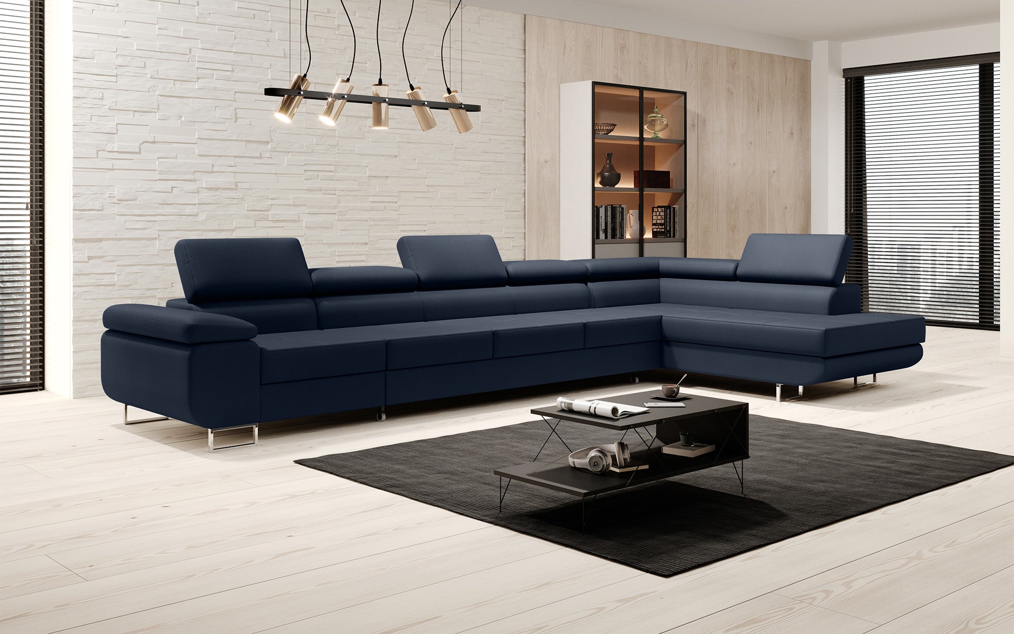 Designer Sofa Maxi mat Schloof- an Zouschloof-Funktioun a Kënschtlechem Lieder