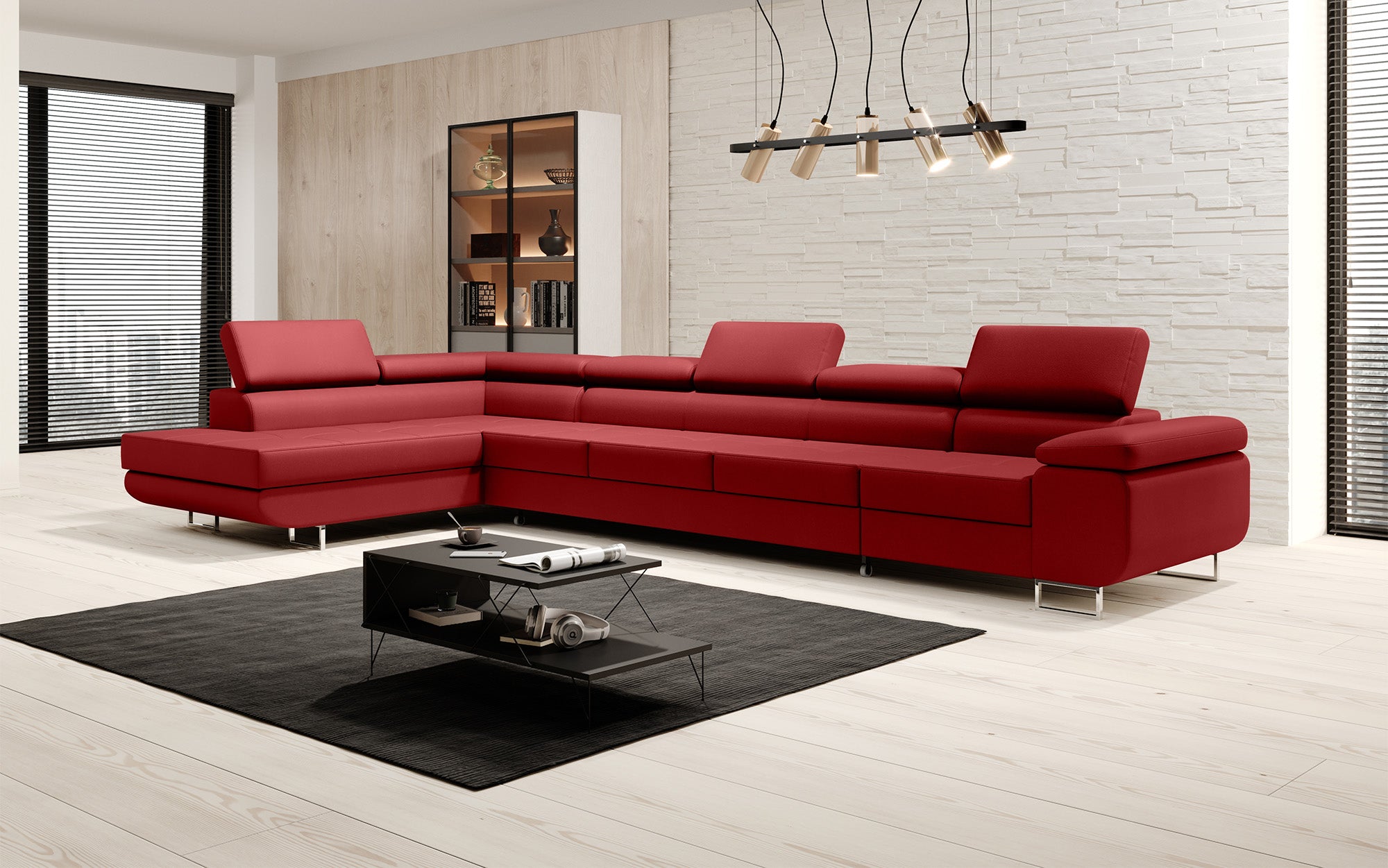 Designer Sofa Maxi mat Schloof- an Zouschloof-Funktioun a Kënschtlechem Lieder