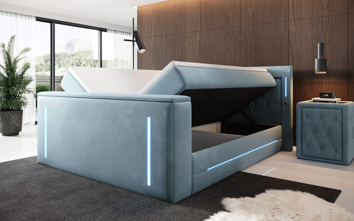 Boxspringbett Divalo mat TV Lift an Stauraum
