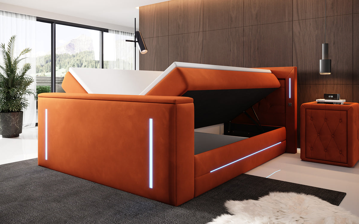 Boxspringbett Divalo mat TV Lift an Stauraum