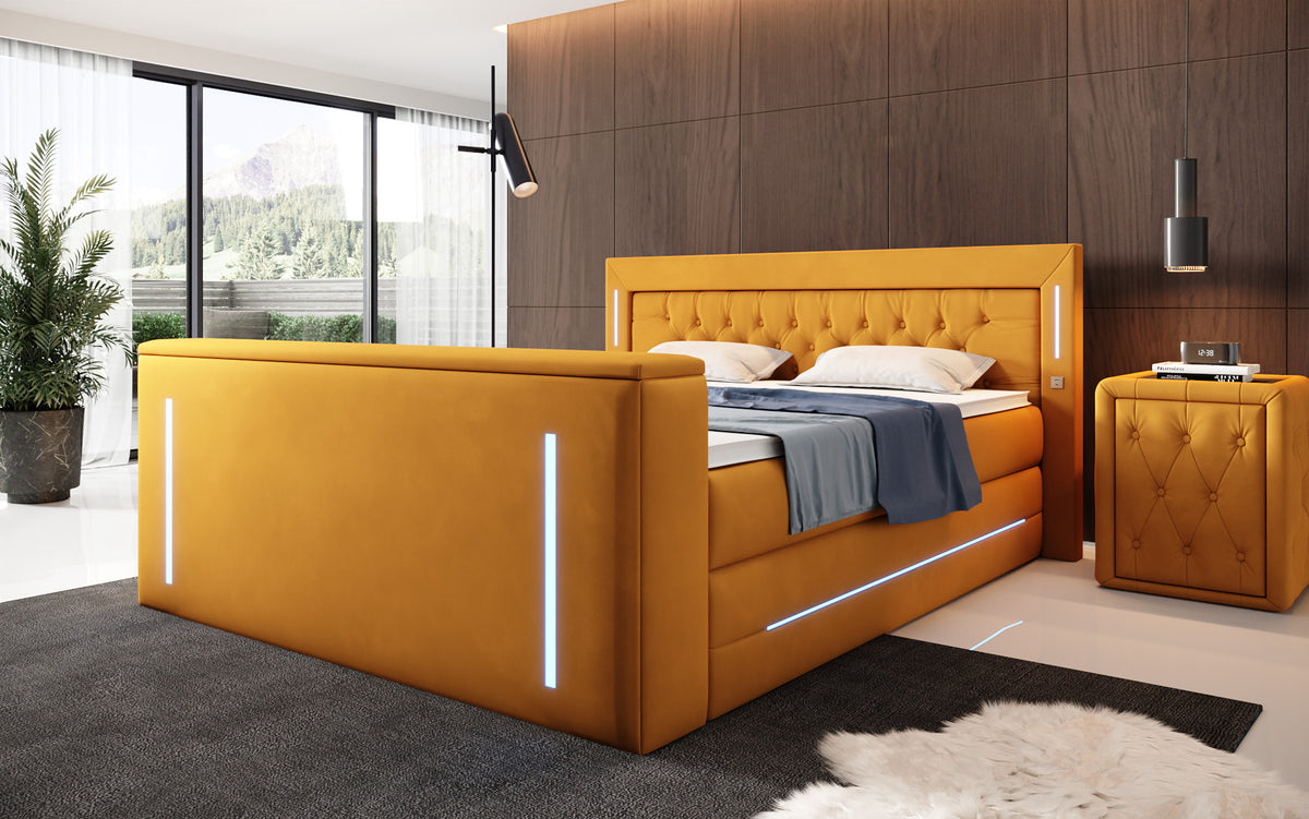 Boxspringbett Divalo mat TV Lift an Stauraum