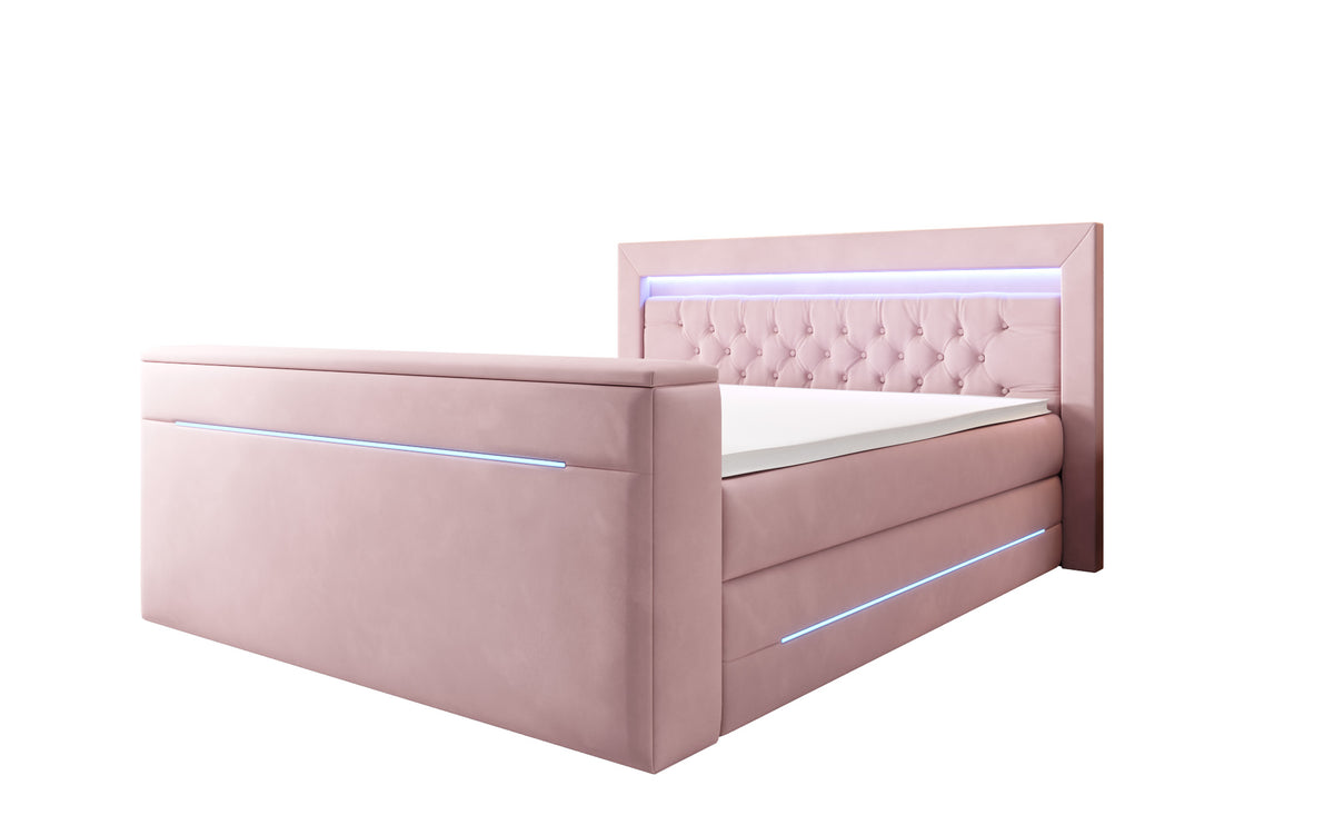 Boxspringbett Pluto mat TV Lift, RGB an Stauraum
