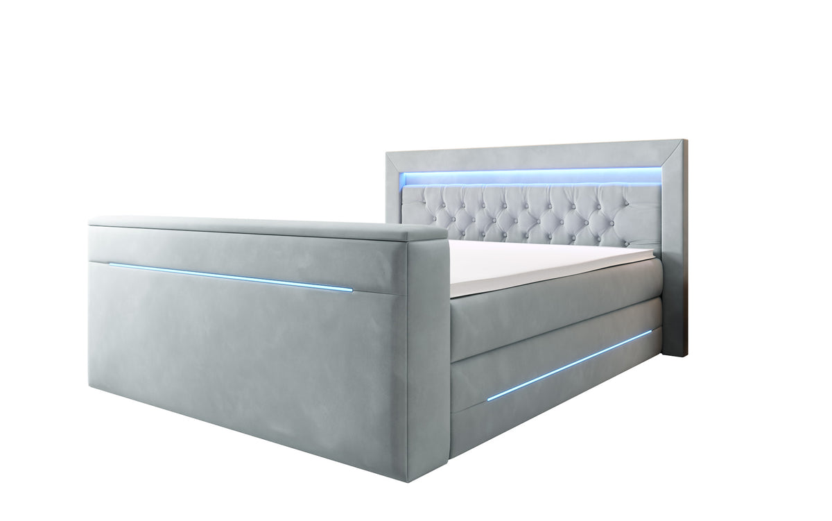 Boxspringbett Pluto mat TV Lift, RGB an Stauraum
