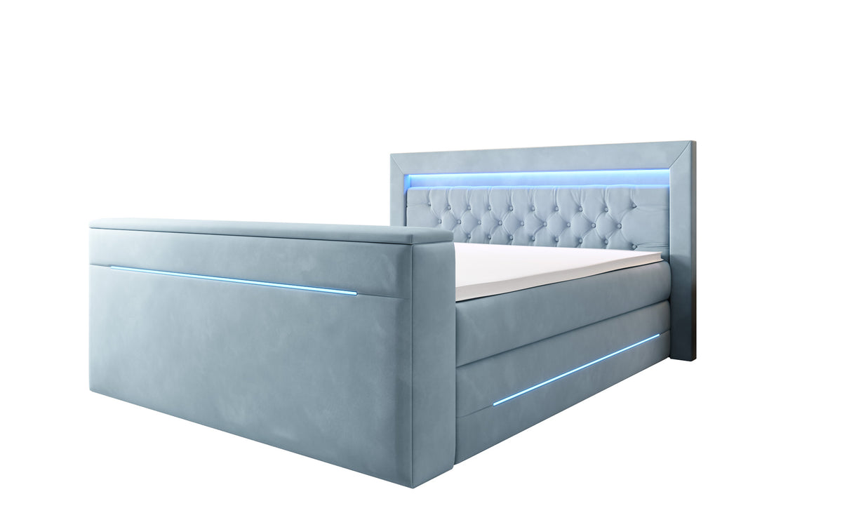 Boxspringbett Pluto mat TV Lift, RGB an Stauraum