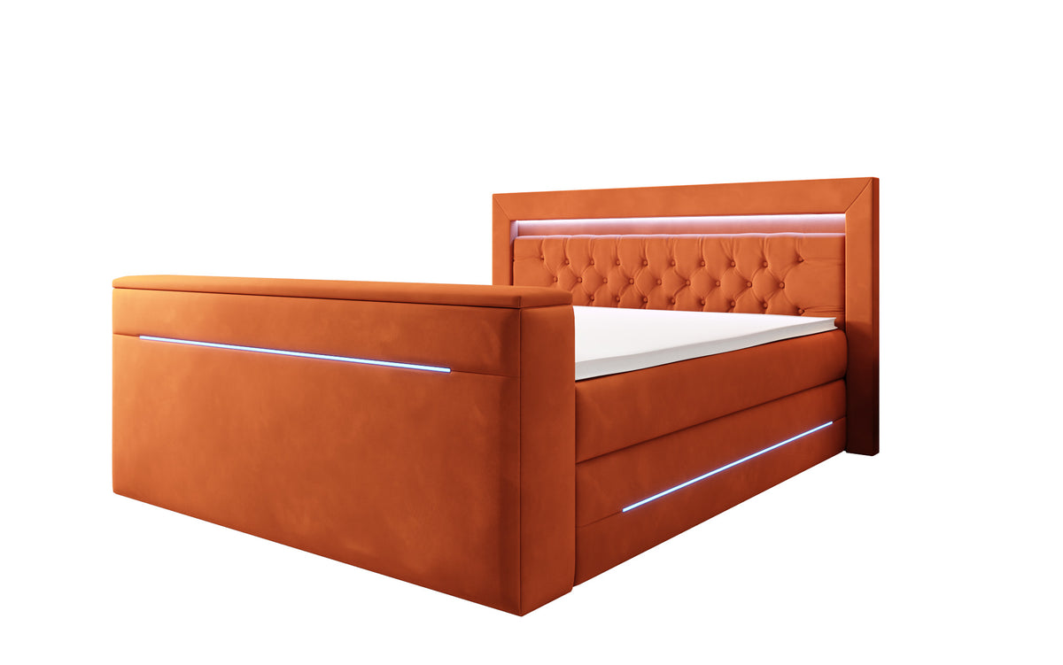 Boxspringbett Pluto mat TV Lift, RGB an Stauraum