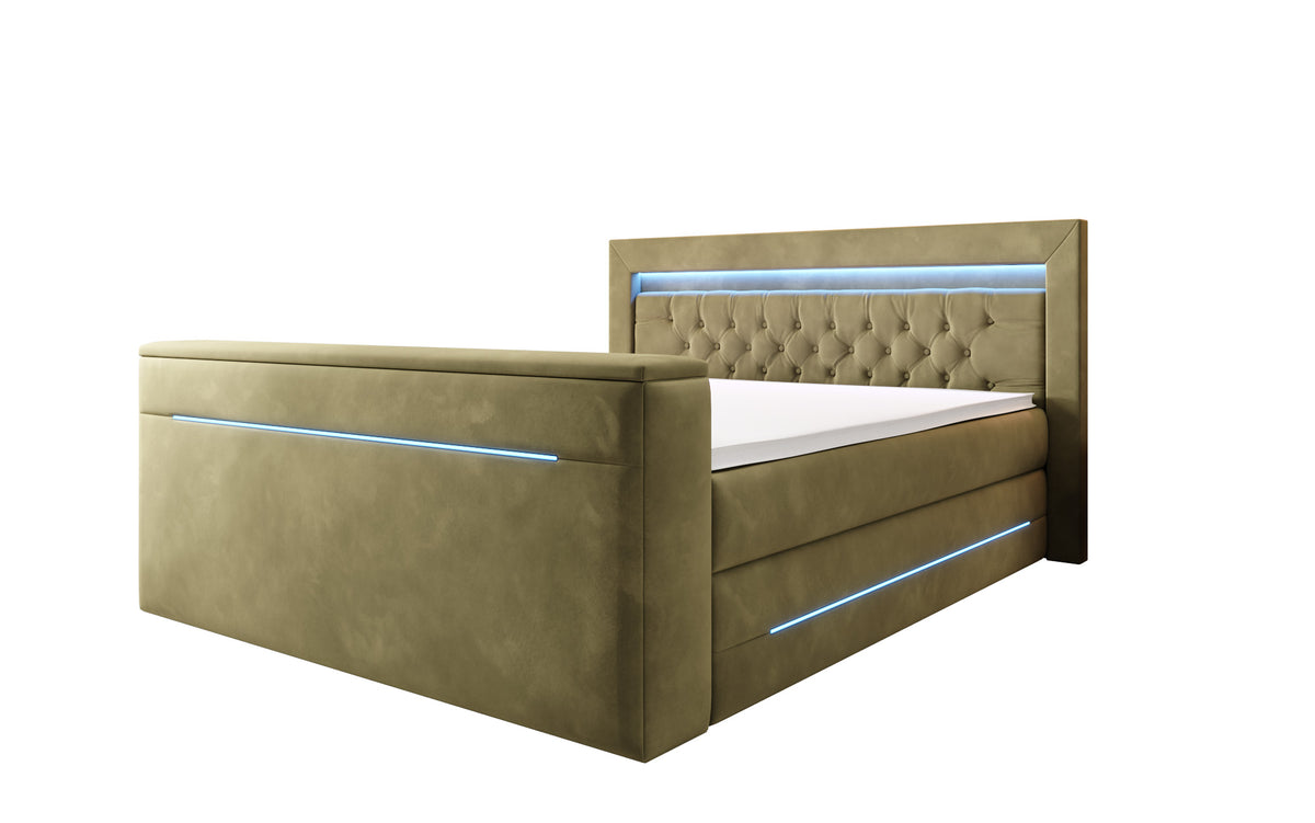 Boxspringbett Pluto mat TV Lift, RGB an Stauraum