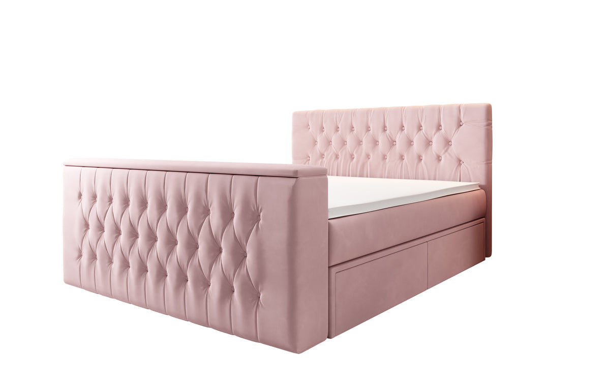 Boxspringbett Vulnero mat TV Lift an Stauraum (2 Schubladen)