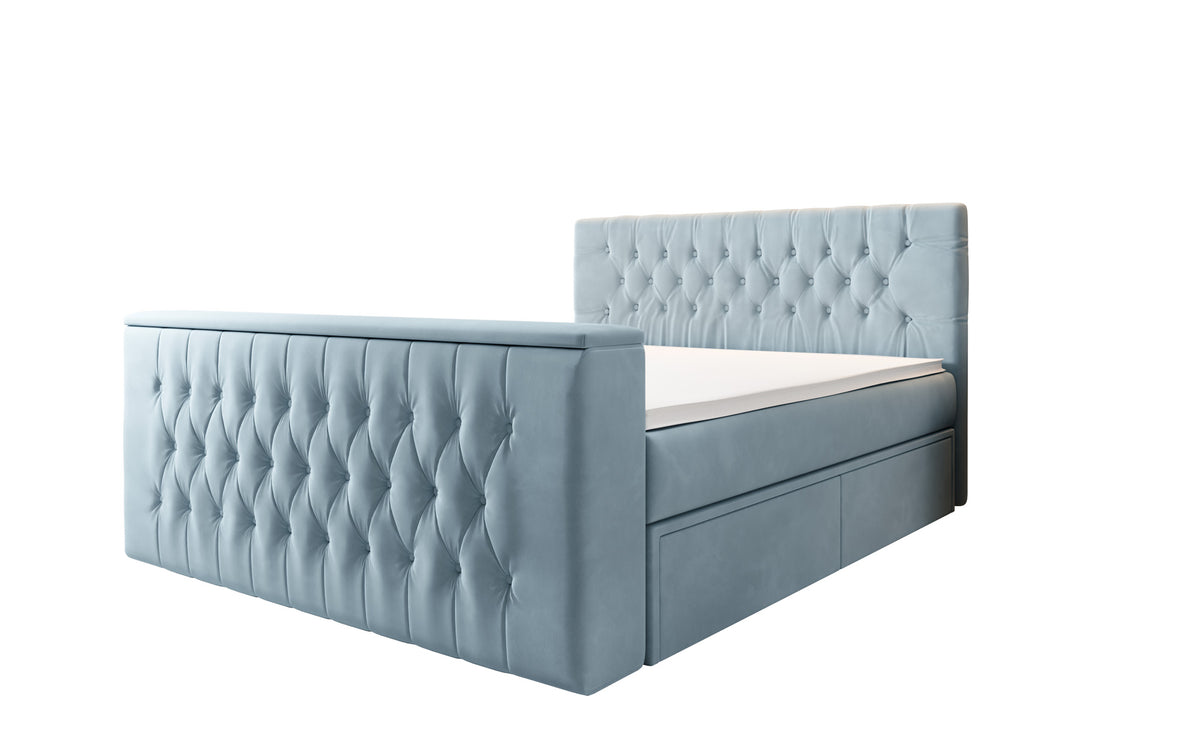 Boxspringbett Vulnero mat TV Lift an Stauraum (2 Schubladen)