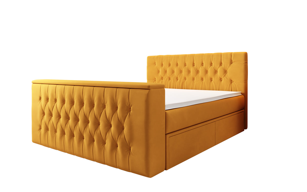 Boxspringbett Vulnero mat TV Lift an Stauraum (2 Schubladen)