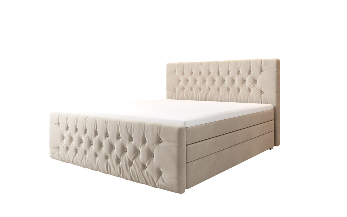 Boxspringbett Velutto mat Stauraum - Chesterfield-Optik