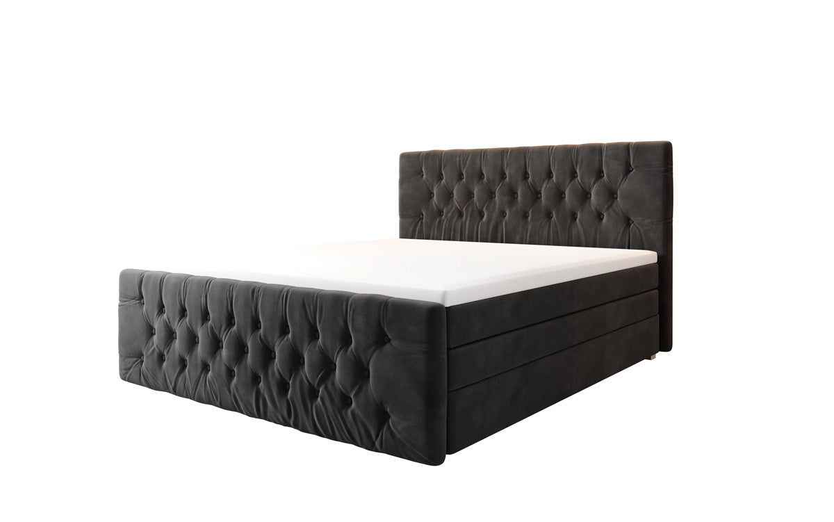 Boxspringbett Velutto mat Stauraum - Chesterfield-Optik