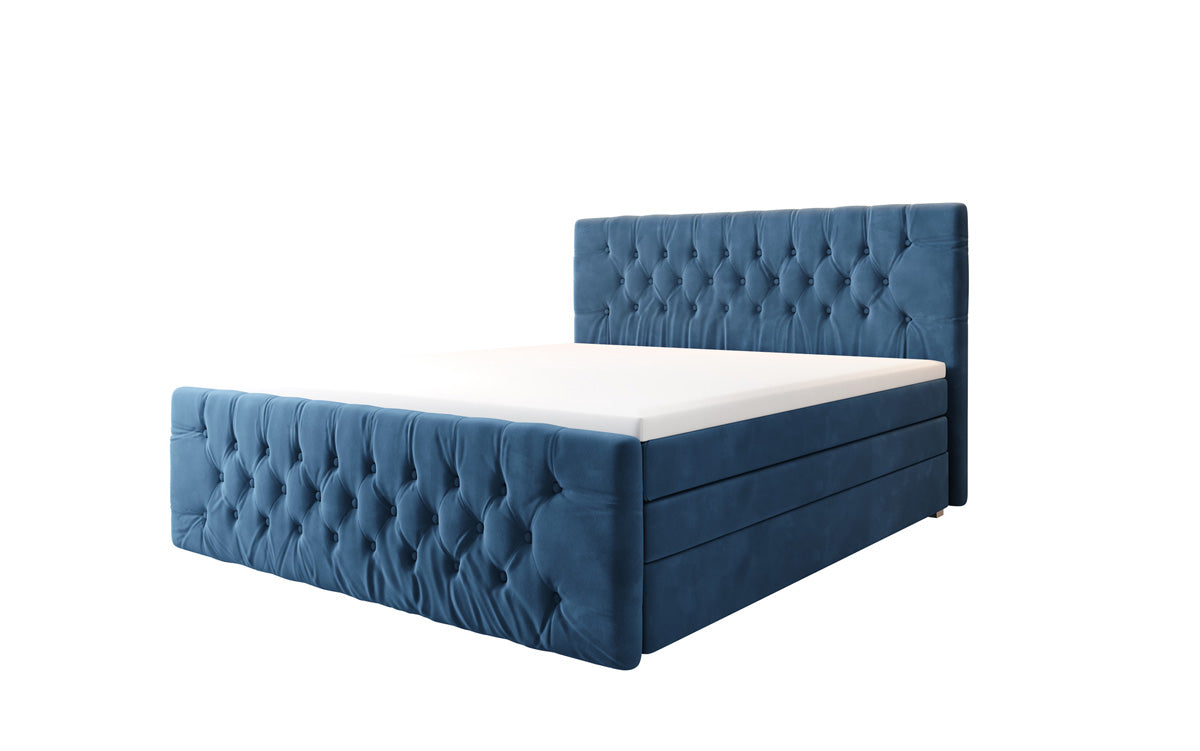 Boxspringbett Velutto mat Stauraum - Chesterfield-Optik