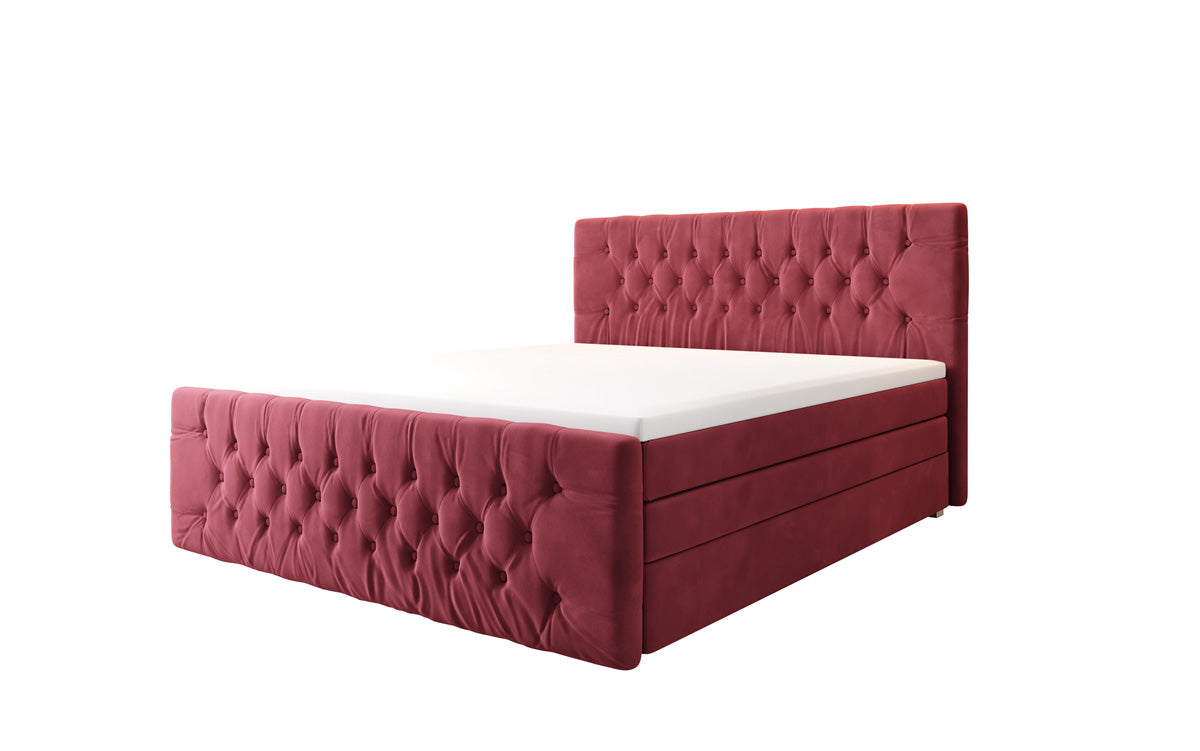 Boxspringbett Velutto mat Stauraum - Chesterfield-Optik