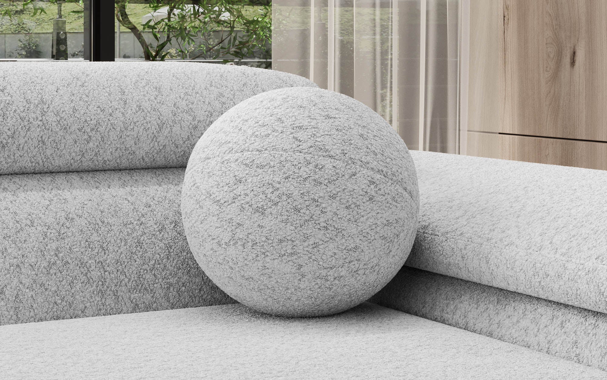 Ronn Dekokëssen Sphere ⌀35 cm aus Bouclé