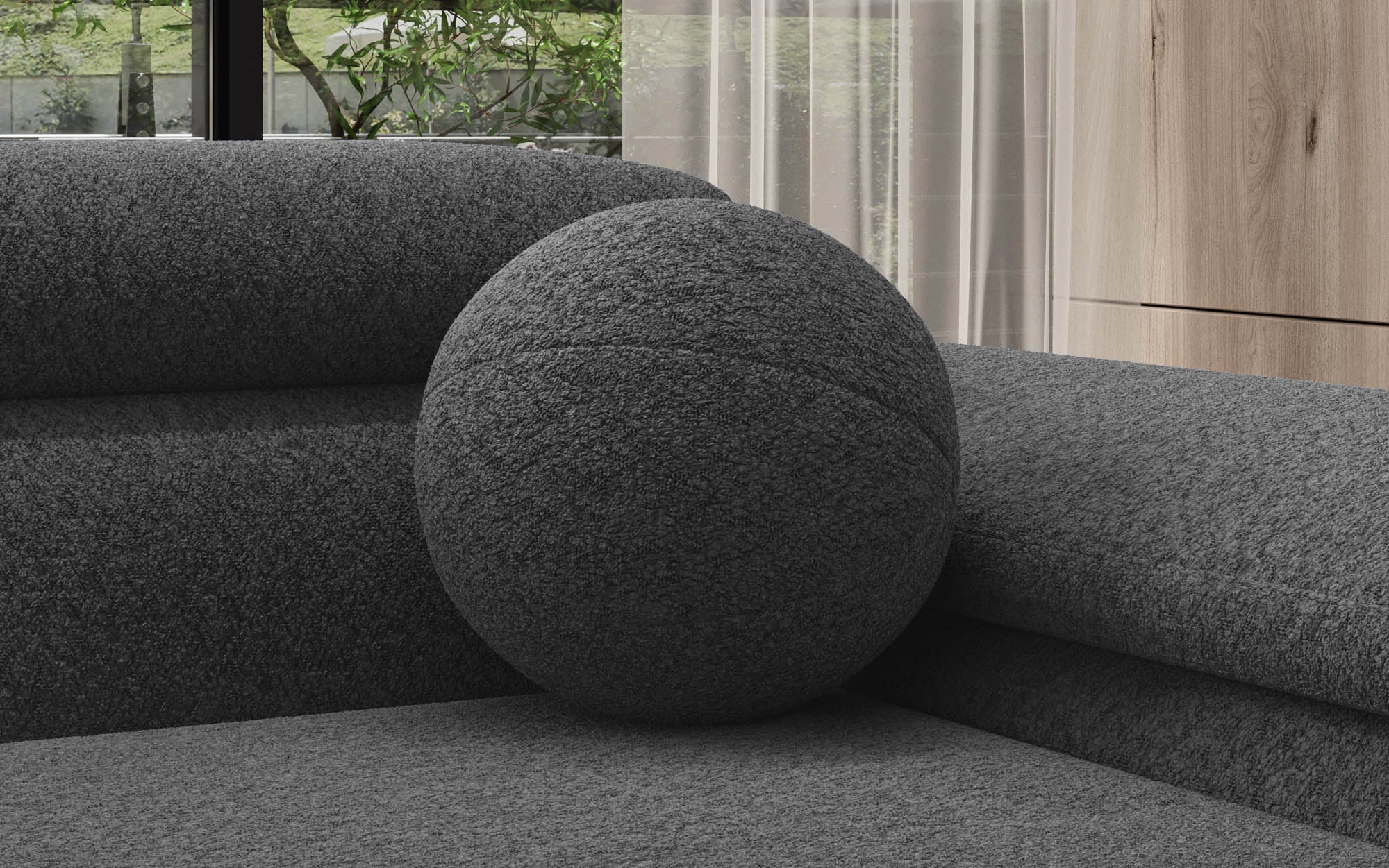 Ronn Dekokëssen Sphere ⌀35 cm aus Bouclé