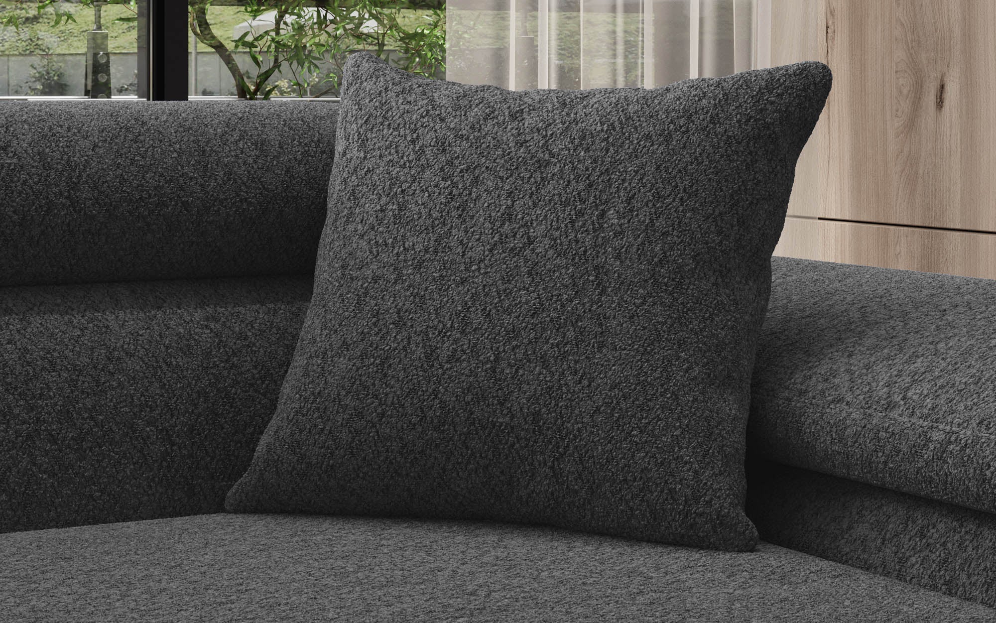 Quadratesch Zierkëssen Gava 50x50 aus Bouclé