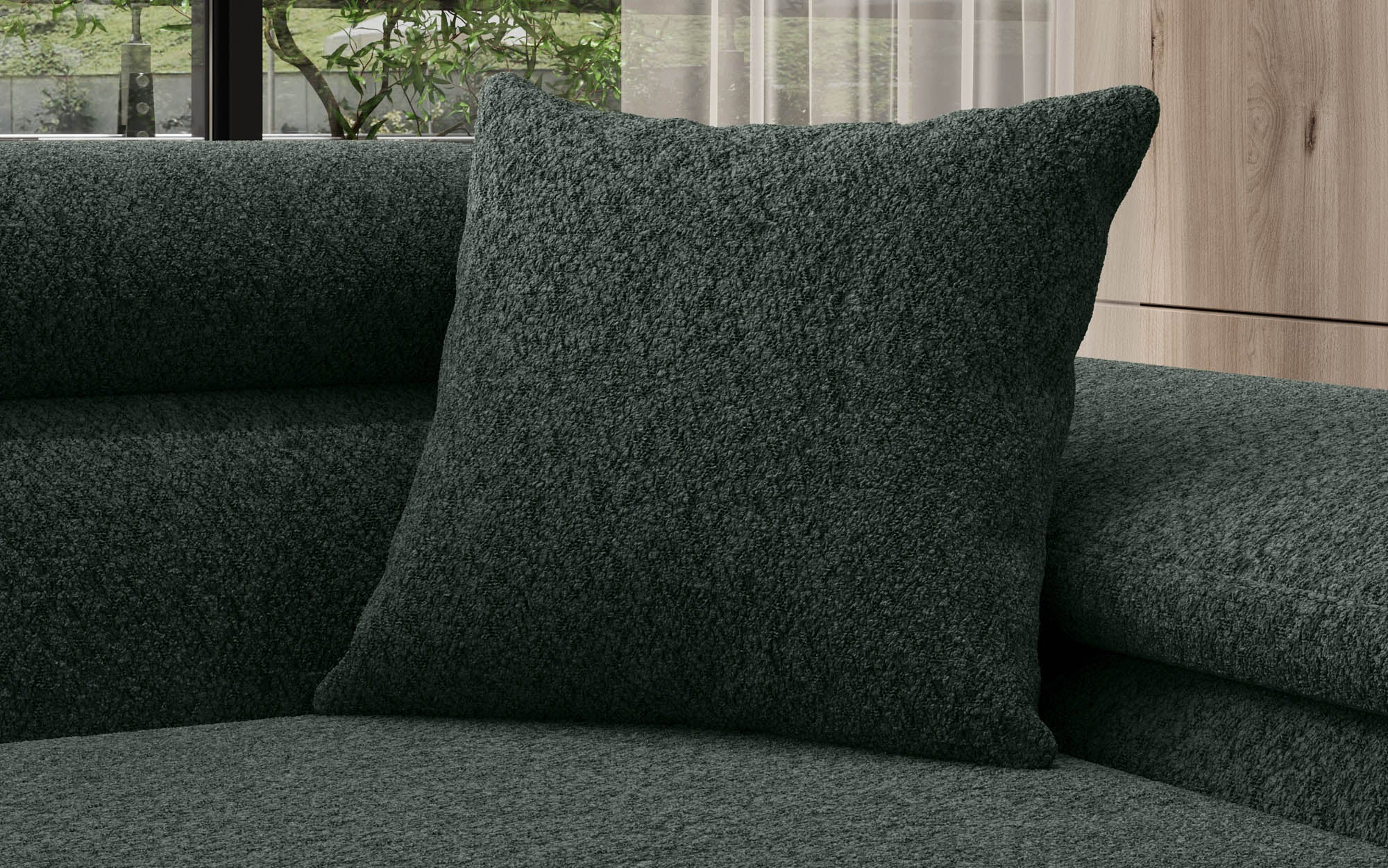 Quadratesch Zierkëssen Gava 50x50 aus Bouclé