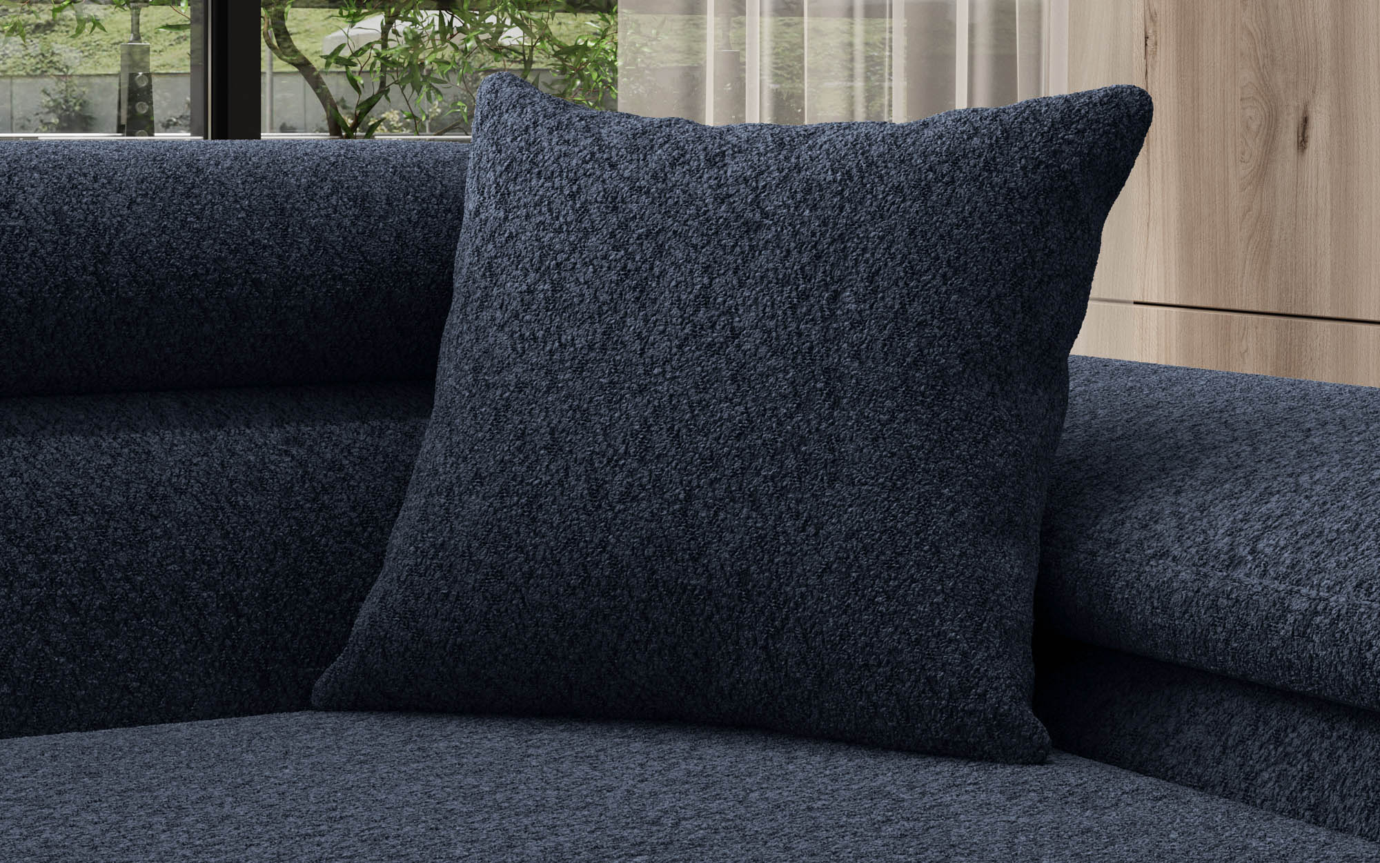 Quadratesch Zierkëssen Gava 50x50 aus Bouclé