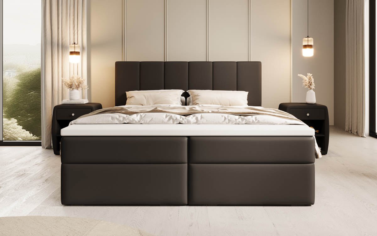 Boxspringbett Aurelia aus Kunstleder mat Stauraum