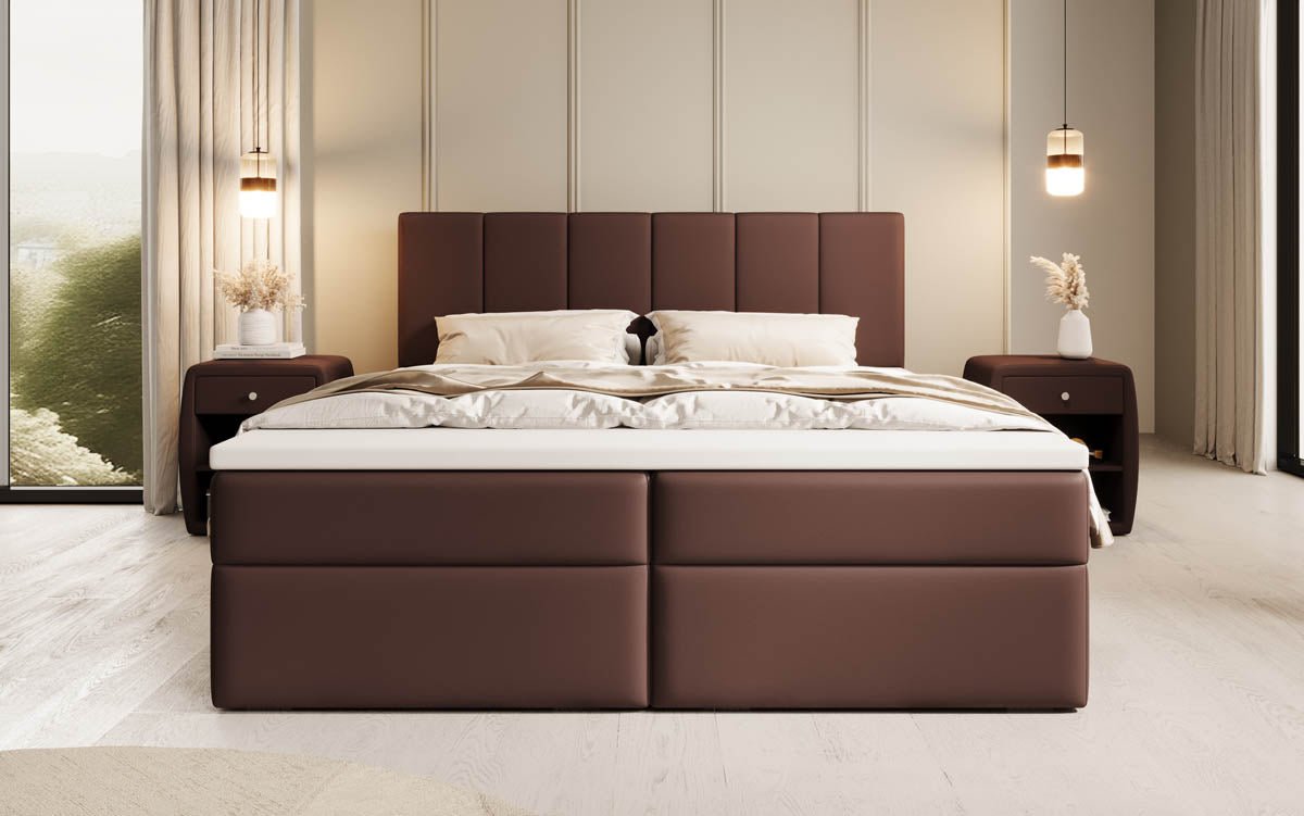 Boxspringbett Aurelia aus Kunstleder mat Stauraum