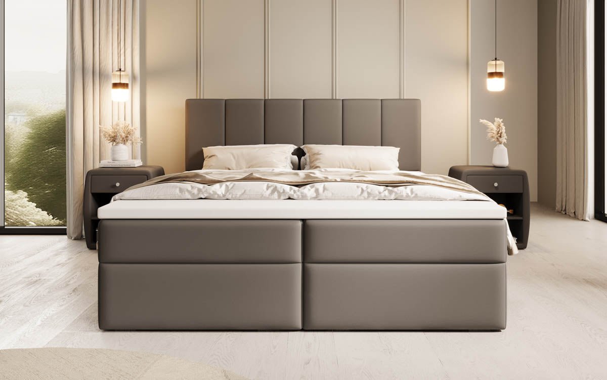 Boxspringbett Aurelia aus Kunstleder mat Stauraum