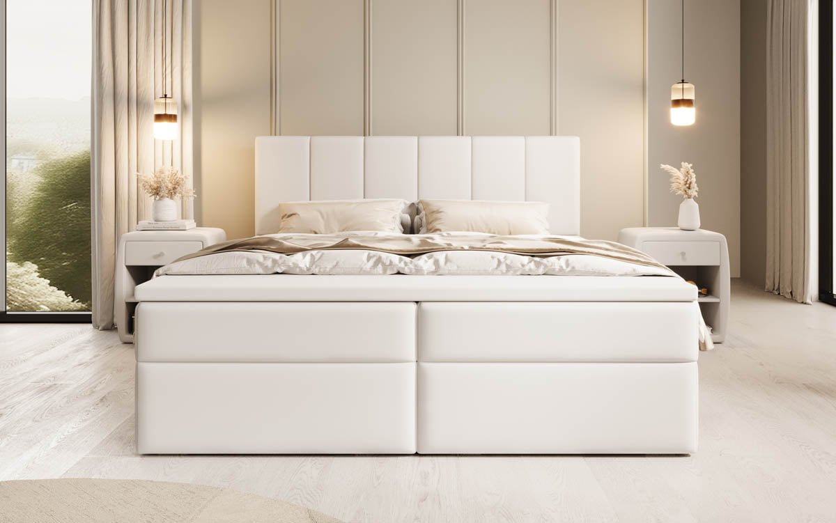 Boxspringbett Aurelia aus Kunstleder mat Stauraum