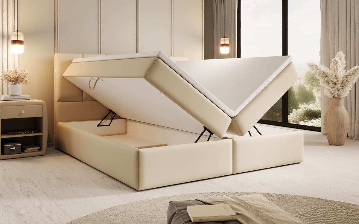 Boxspringbett Aurelia aus Kunstleder mat Stauraum