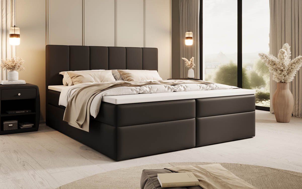 Boxspringbett Aurelia aus Kunstleder mat Stauraum