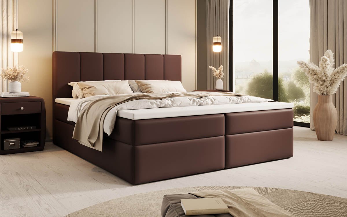 Boxspringbett Aurelia aus Kunstleder mat Stauraum