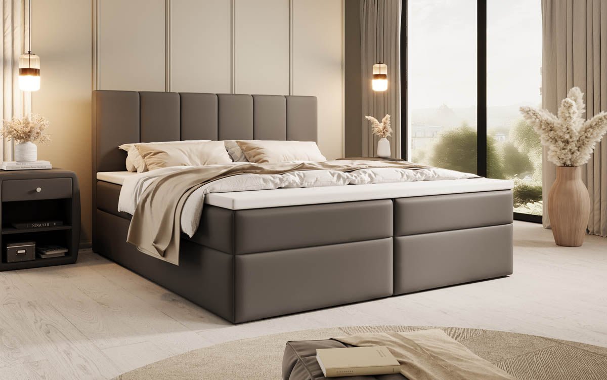 Boxspringbett Aurelia aus Kunstleder mat Stauraum