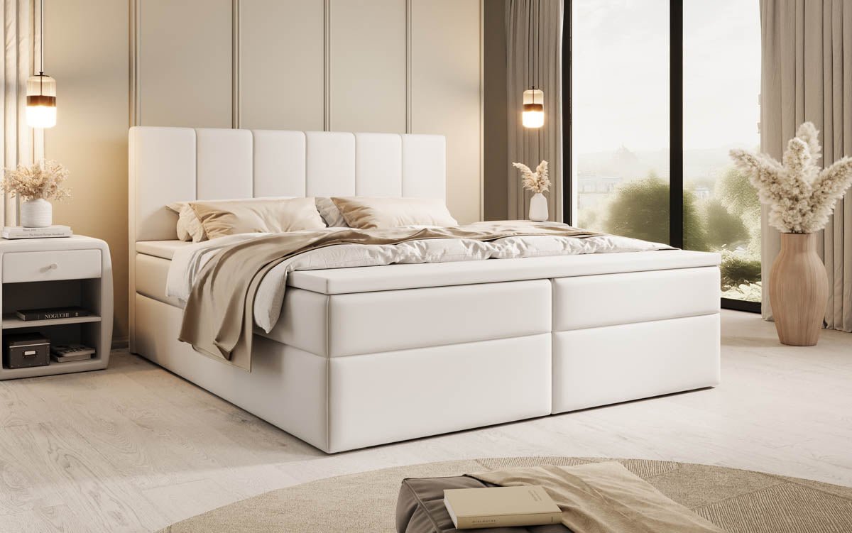 Boxspringbett Aurelia aus Kunstleder mat Stauraum