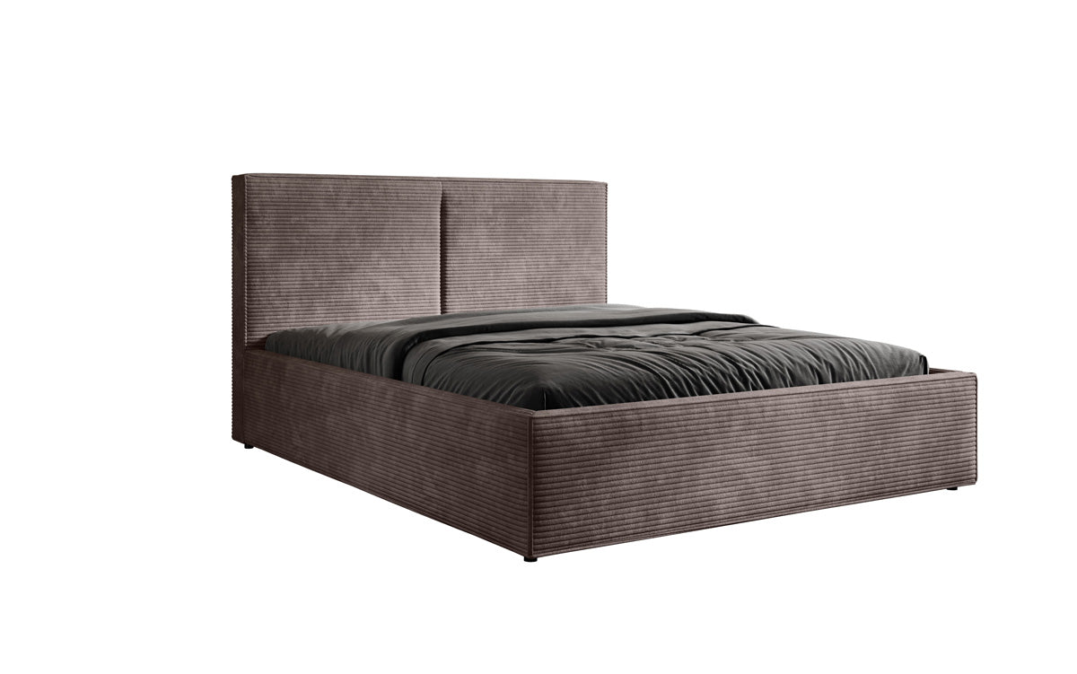 Designer Polsterbett Elara aus Cord mat Stauraum