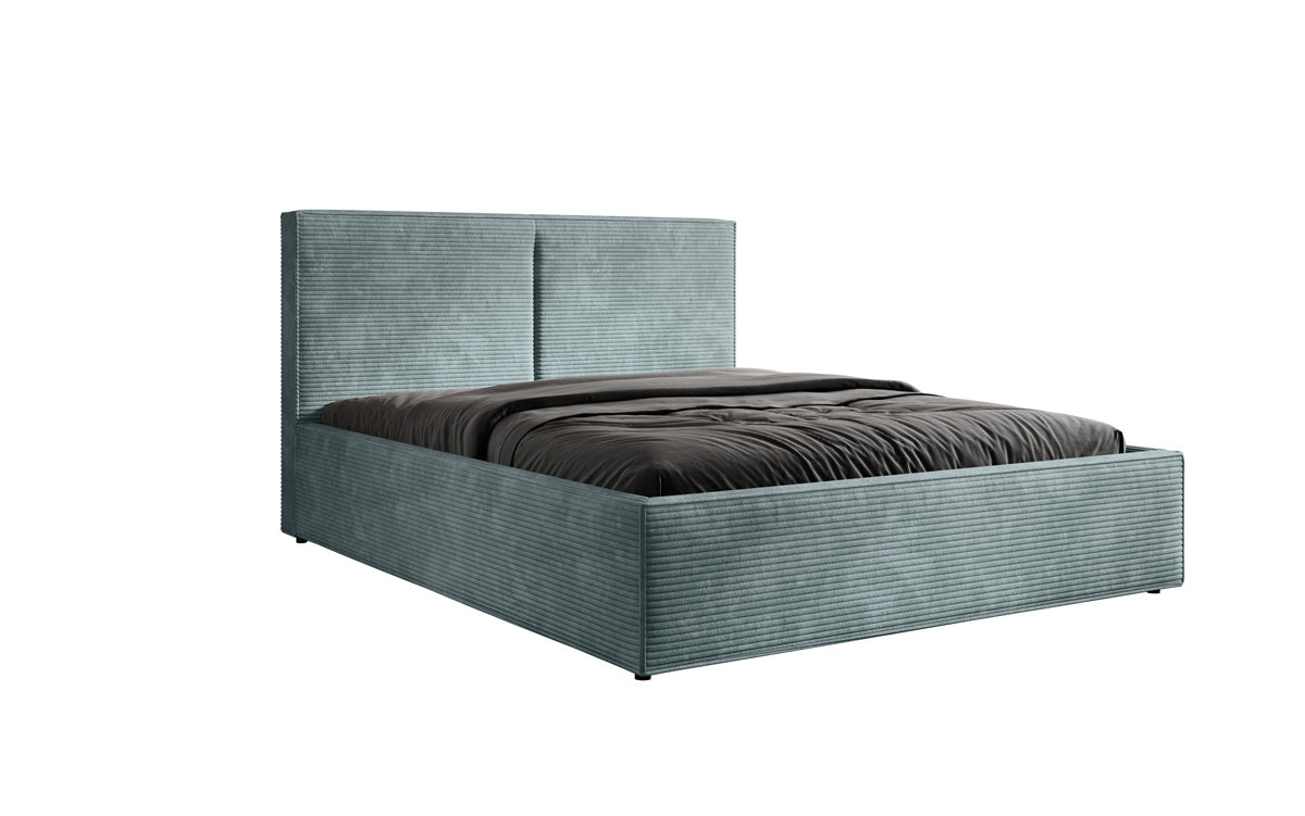 Designer Polsterbett Elara aus Cord mat Stauraum